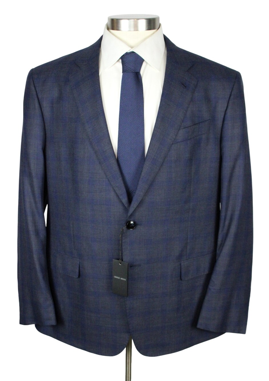 $3695 Giorgio Armani Soft Suit 48 R (58 EU) Mens Grey Plaid Wool Silk 2 Piece